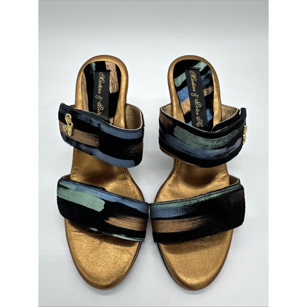 Martina & Peter H Wedge Heels Made In Spain‎ Size 37 Hook Loop Closure New 6.5